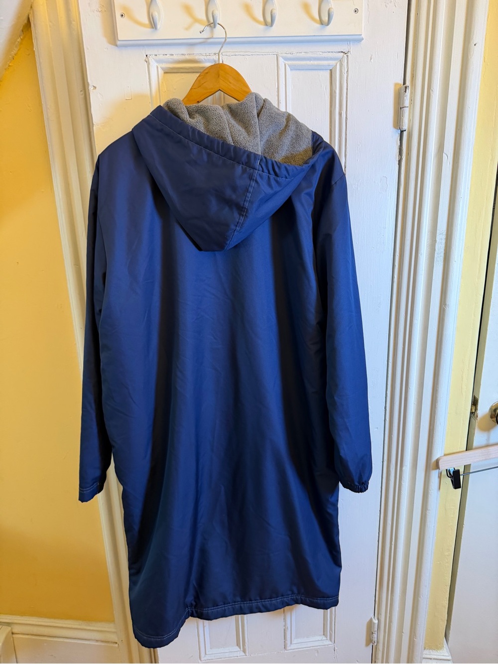 Speedo Swim Parka Adult Large Blue Hooded Fleece Lined Full Zip Deck Coat - Picture 3 of 8